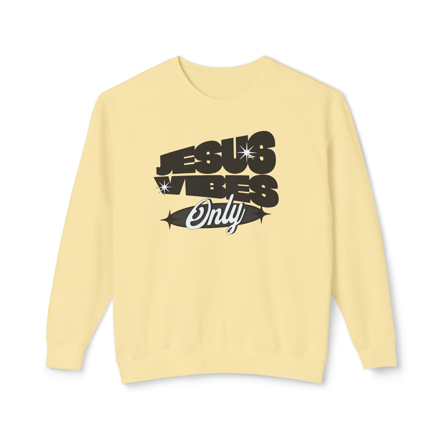 Unisex Lightweight Crewneck Sweatshirt- Jesus Vibes-Black/White