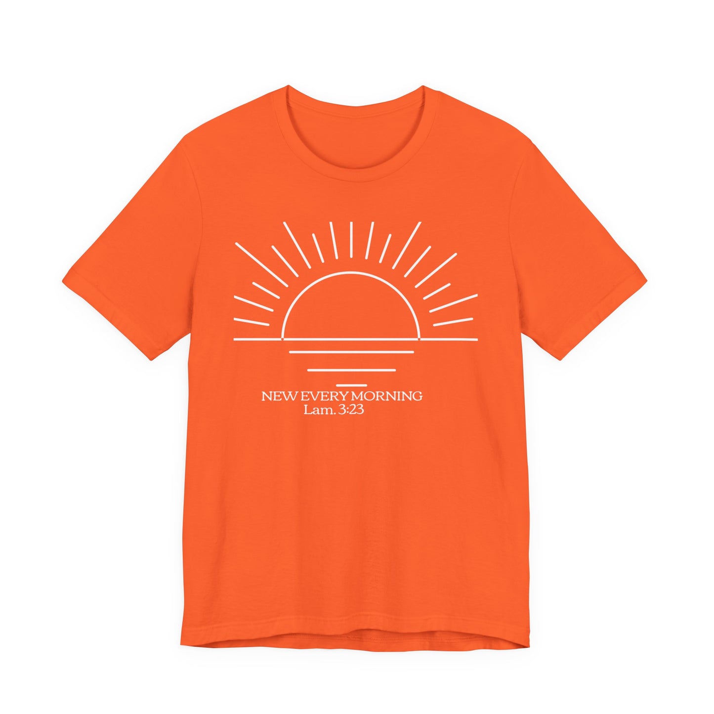New Every Morning sunrise graphic Tee | Lamentations 3:23 Christian Tee