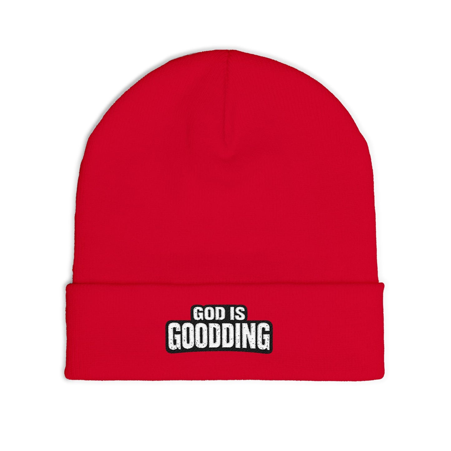 God Is Goodding knit beanie | embroidered Christian faith cuff hat