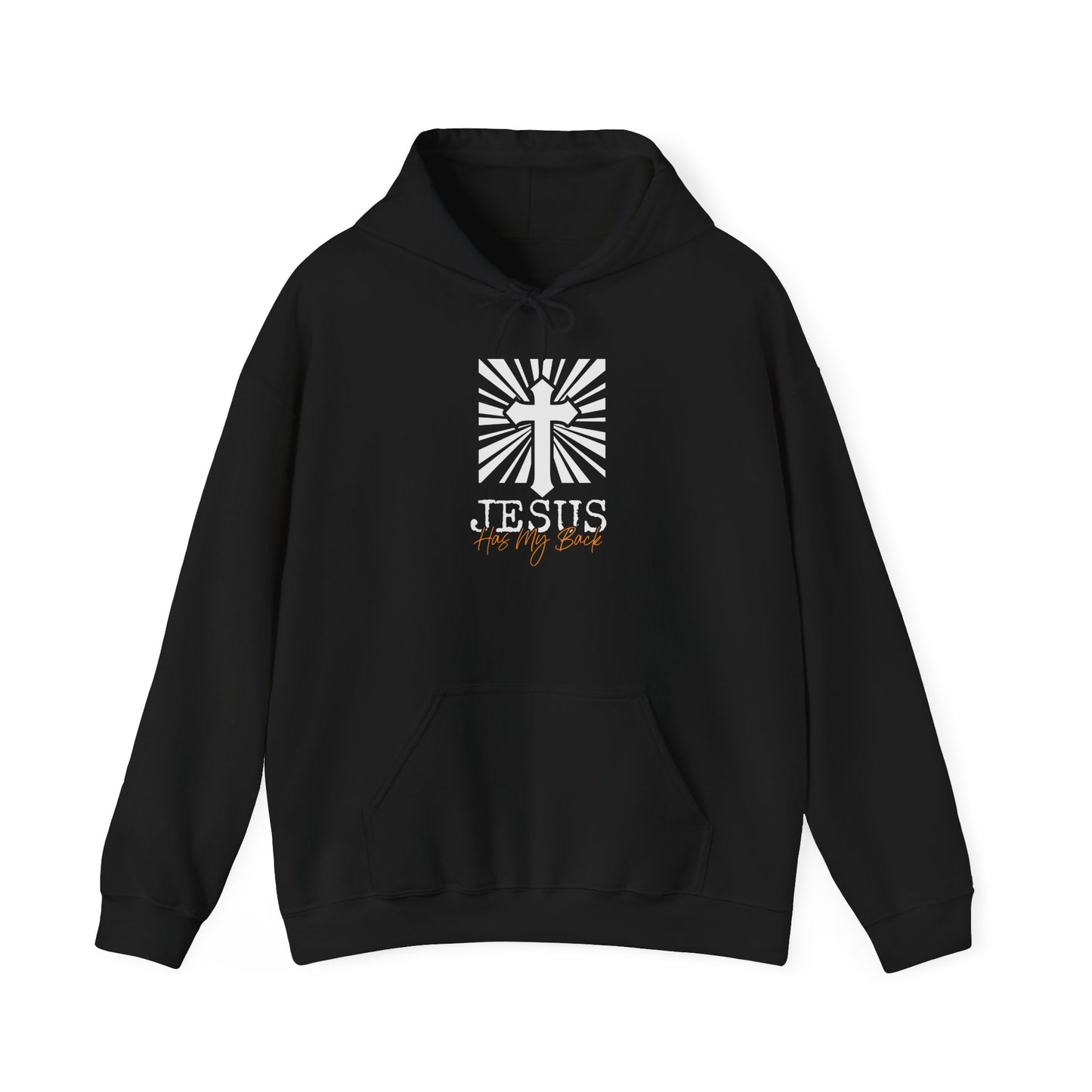 Christian Unisex Hoodie - Jesus Has My Back Design - Black