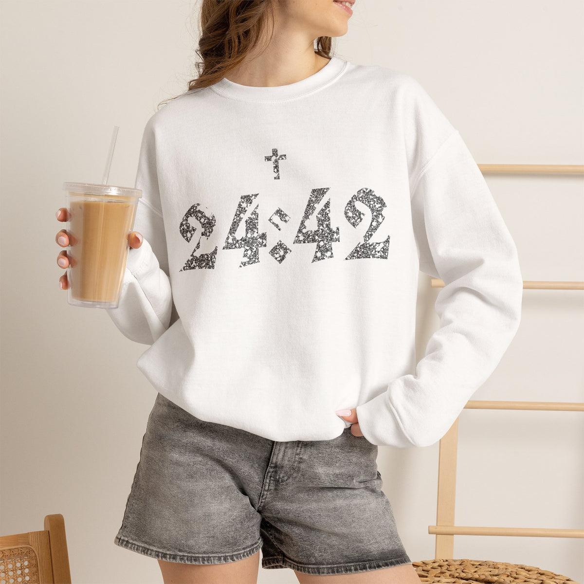 Matthew 24:42 Crewneck Sweatshirt | Bible Verse, Cross Design