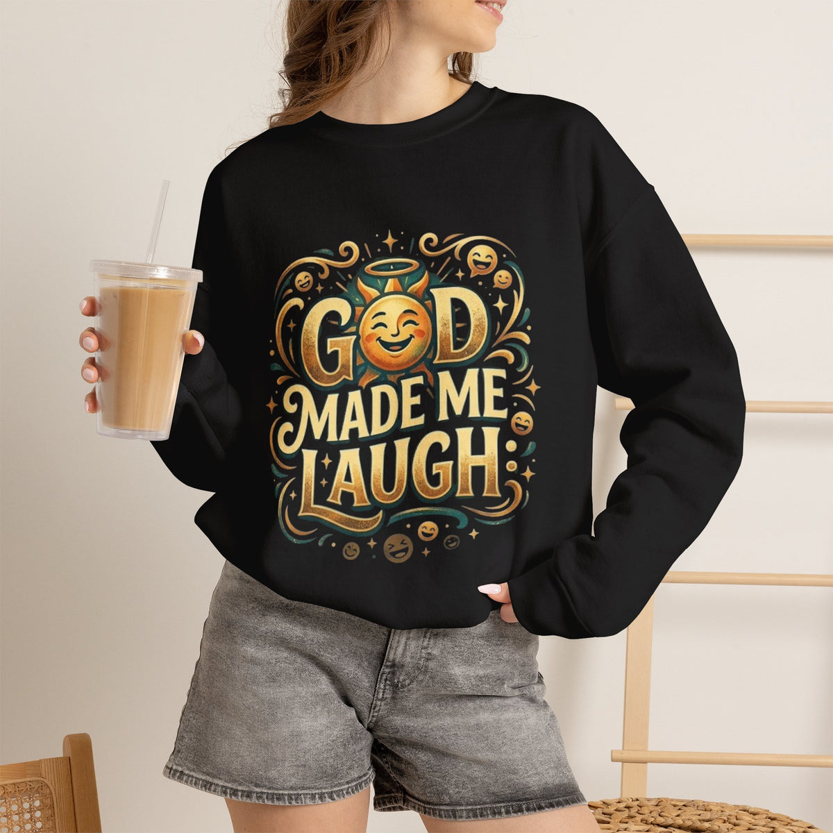 God Made Me Laugh sweatshirt | Religious Christian humor design