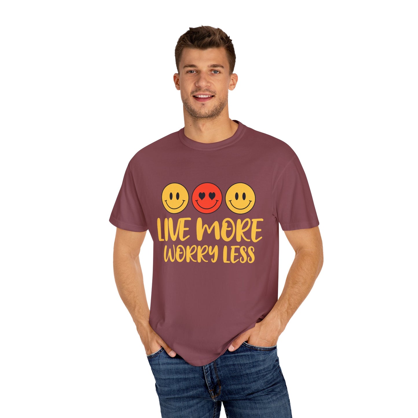 Live More Worry Less Unisex Garment-Dyed T-shirt