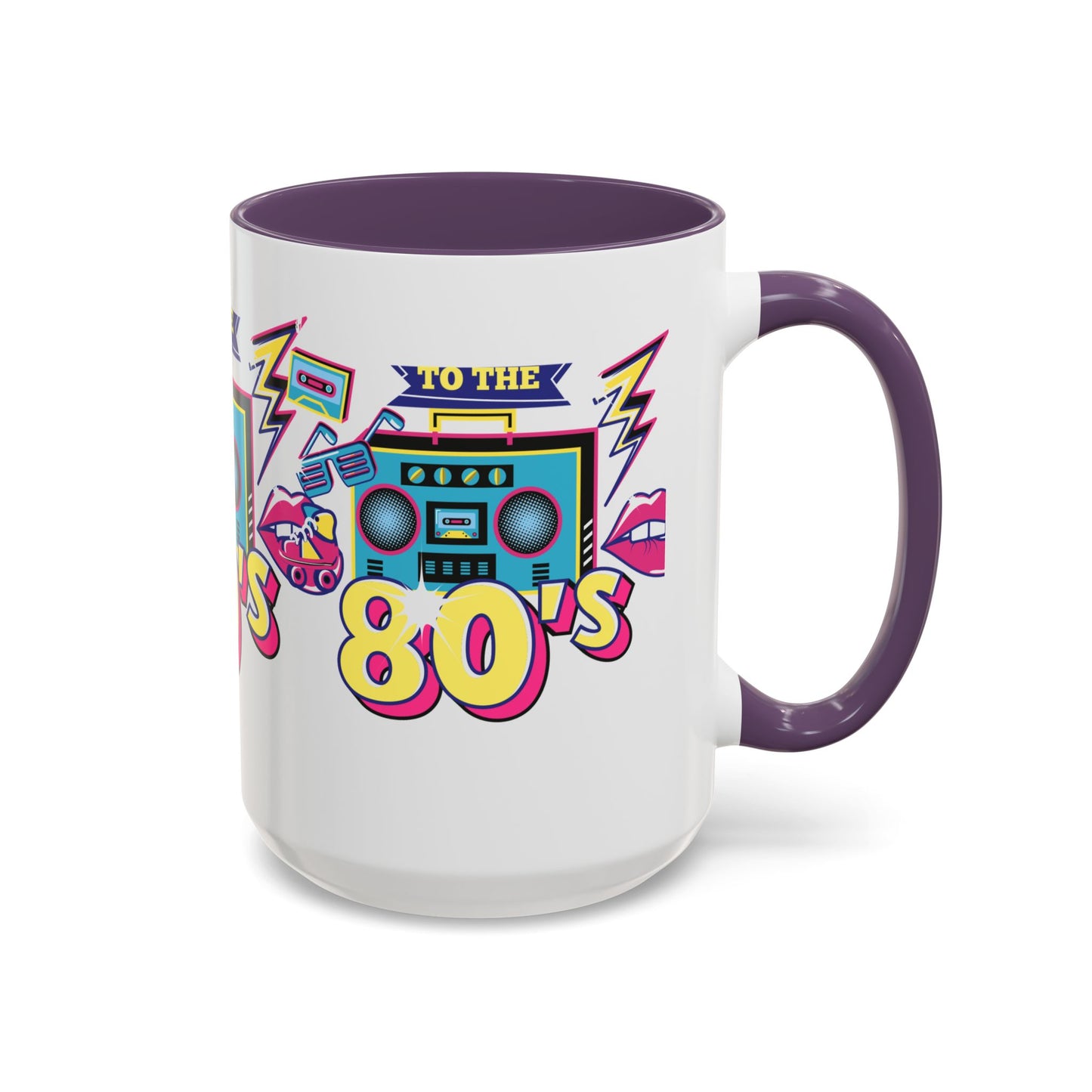 Retro 80's Coffee Mug, Vintage Mug for 80's Lovers, Nostalgic Gift, Boombox Design, Fun Drinkware for Parties