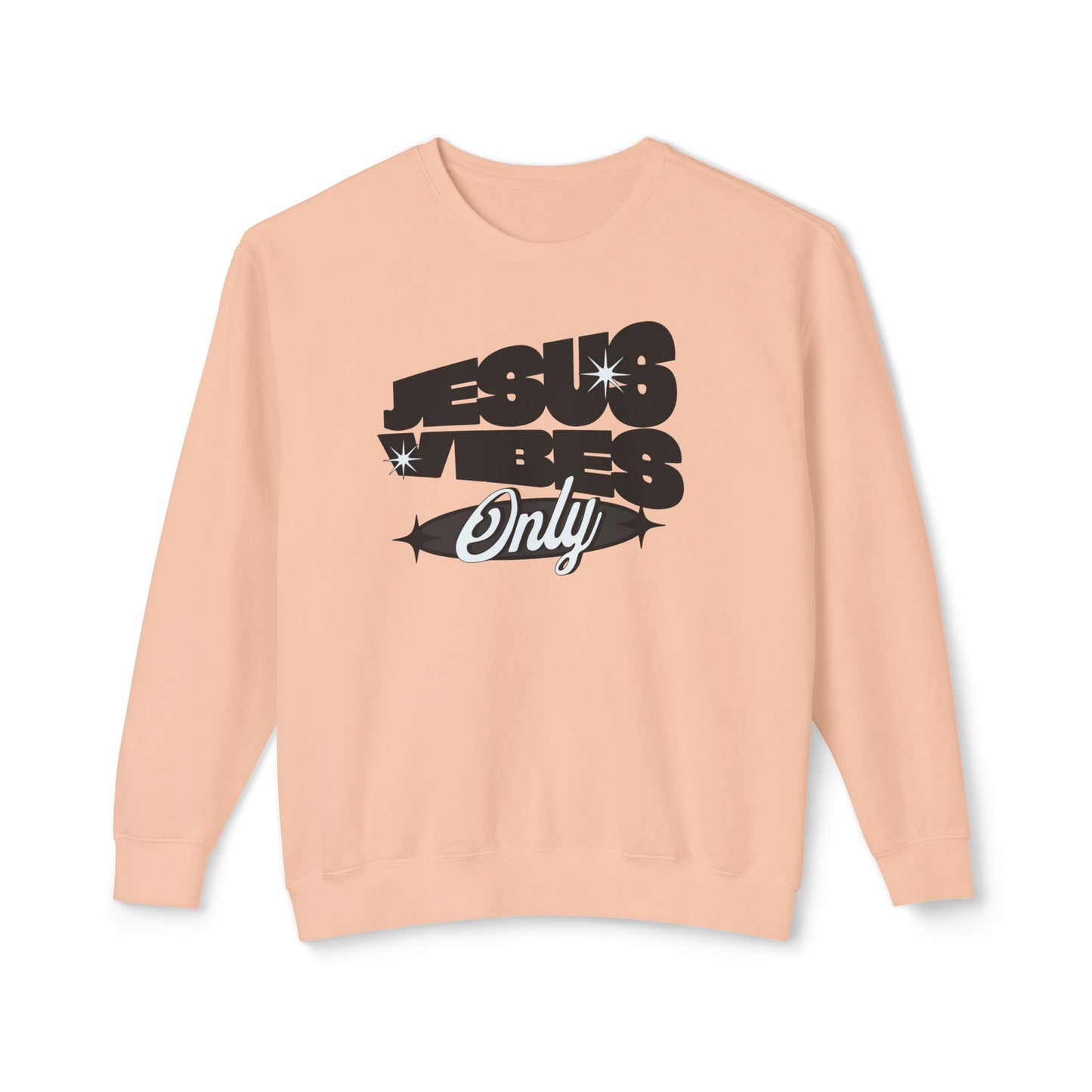 Unisex Lightweight Crewneck Sweatshirt- Jesus Vibes-Black/White