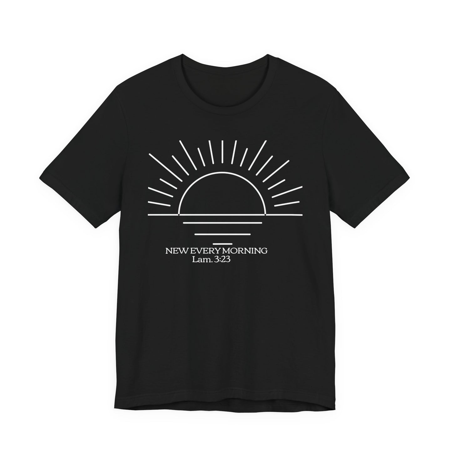 New Every Morning sunrise graphic Tee | Lamentations 3:23 Christian Tee