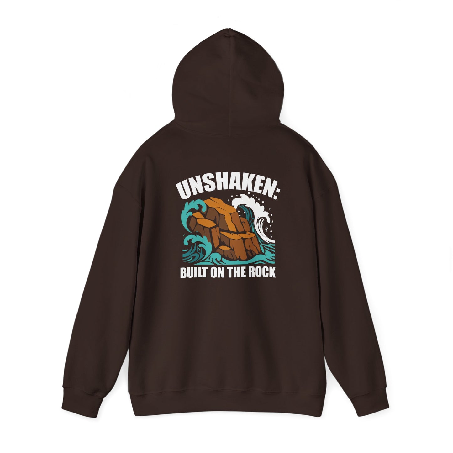 Motivational Unisex Hoodie - "Unshaken: Built on the Rock" - Comfortable Apparel for Everyday, Gift for Friends, Inspirational