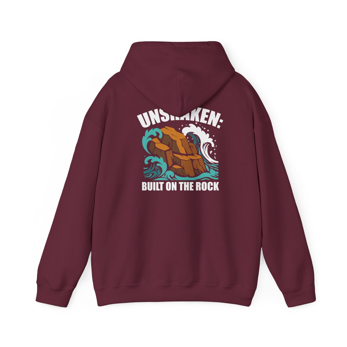 Motivational Unisex Hoodie - "Unshaken: Built on the Rock" - Comfortable Apparel for Everyday, Gift for Friends, Inspirational