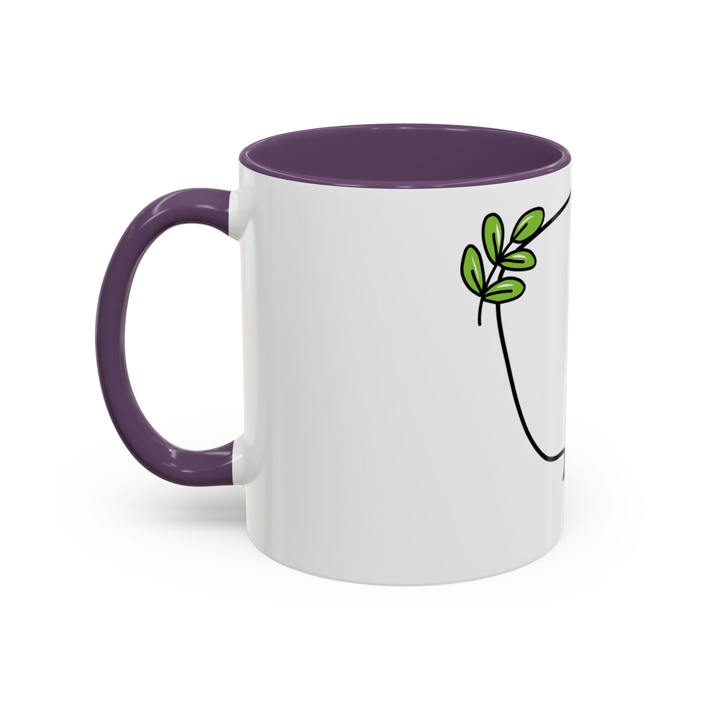 Customizable Accent Coffee Mug - Whimsical Design with Green Leaves