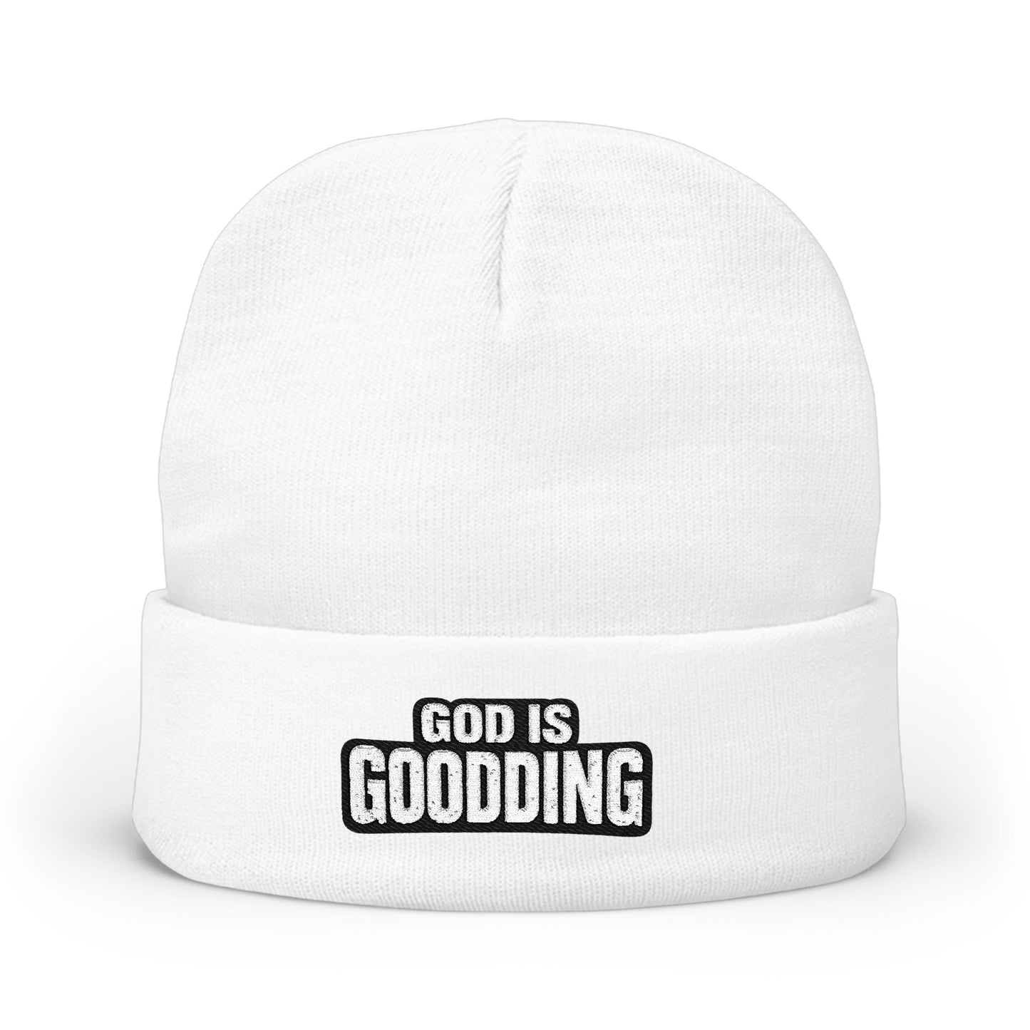 God Is Goodding knit beanie | embroidered Christian faith cuff hat