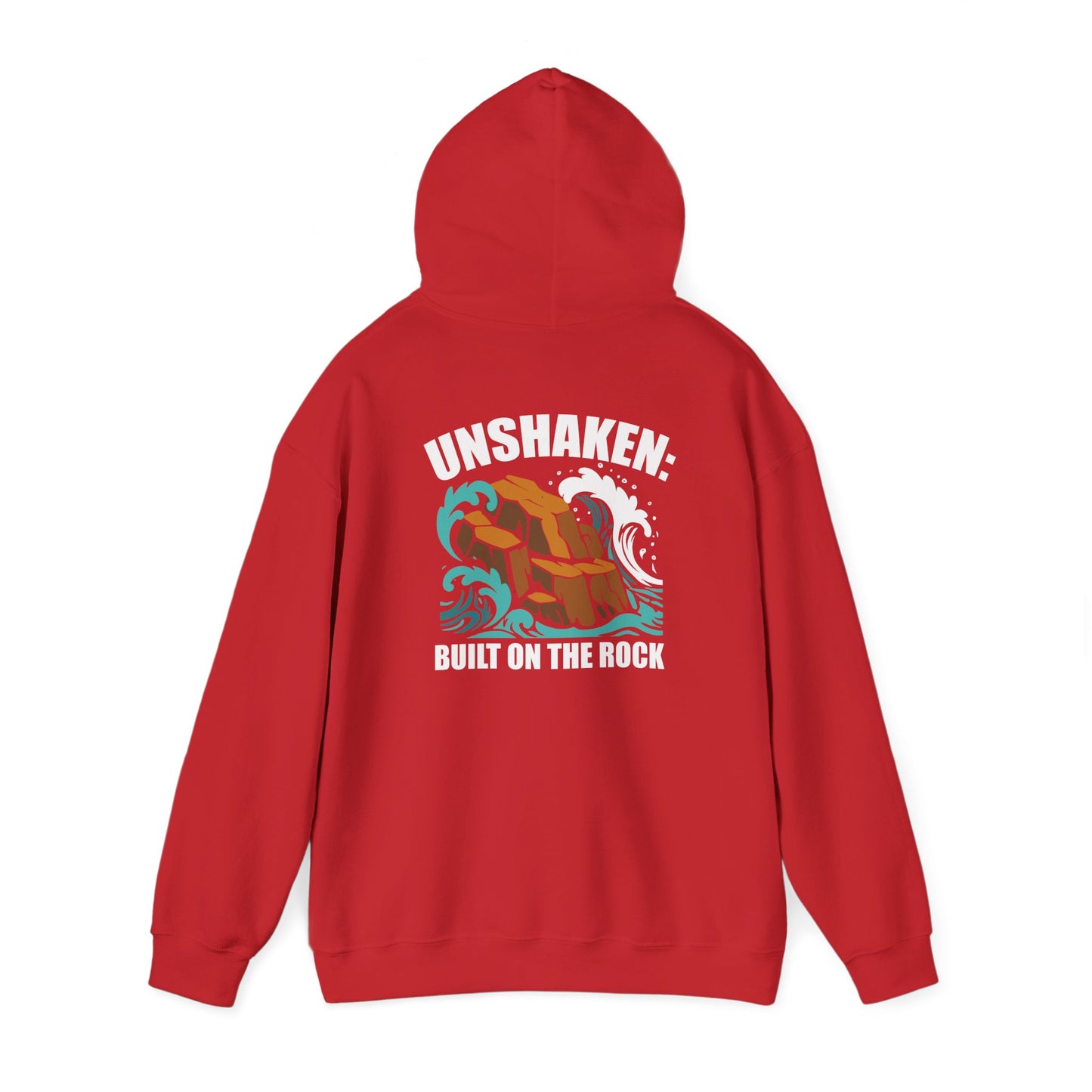 Motivational Unisex Hoodie - "Unshaken: Built on the Rock" - Comfortable Apparel for Everyday, Gift for Friends, Inspirational