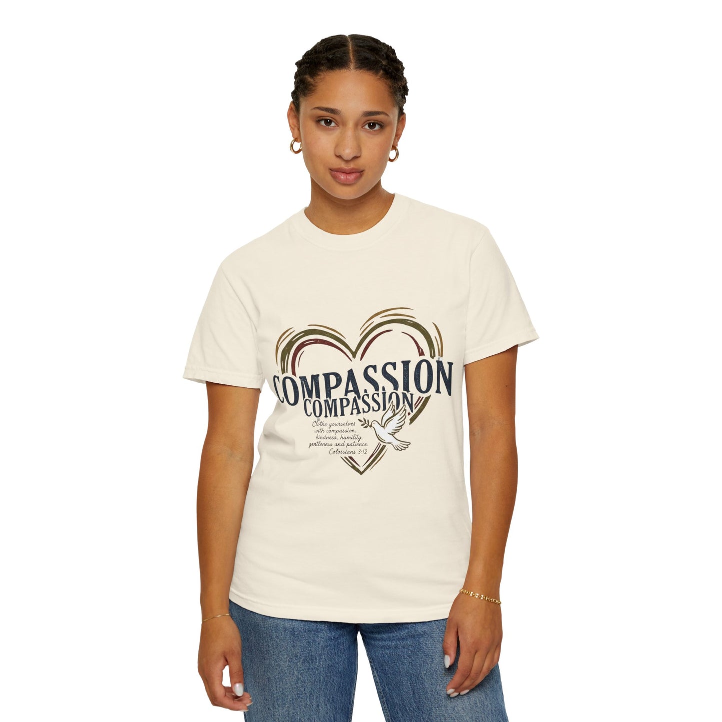 Compassion Heart Dove T-shirt — Compassion Typography Tee