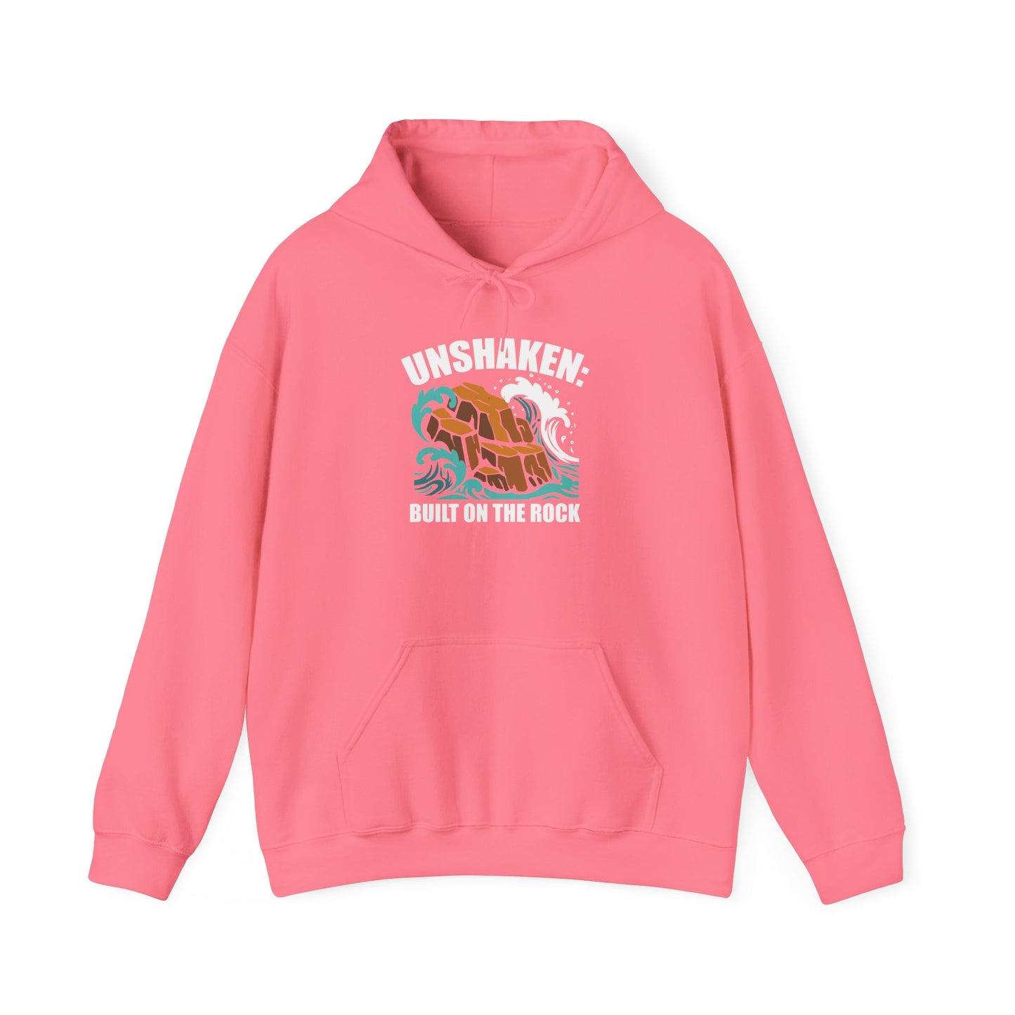 Motivational Unisex Hoodie - "Unshaken: Built on the Rock" - Comfortable Apparel for Everyday, Gift for Friends, Inspirational