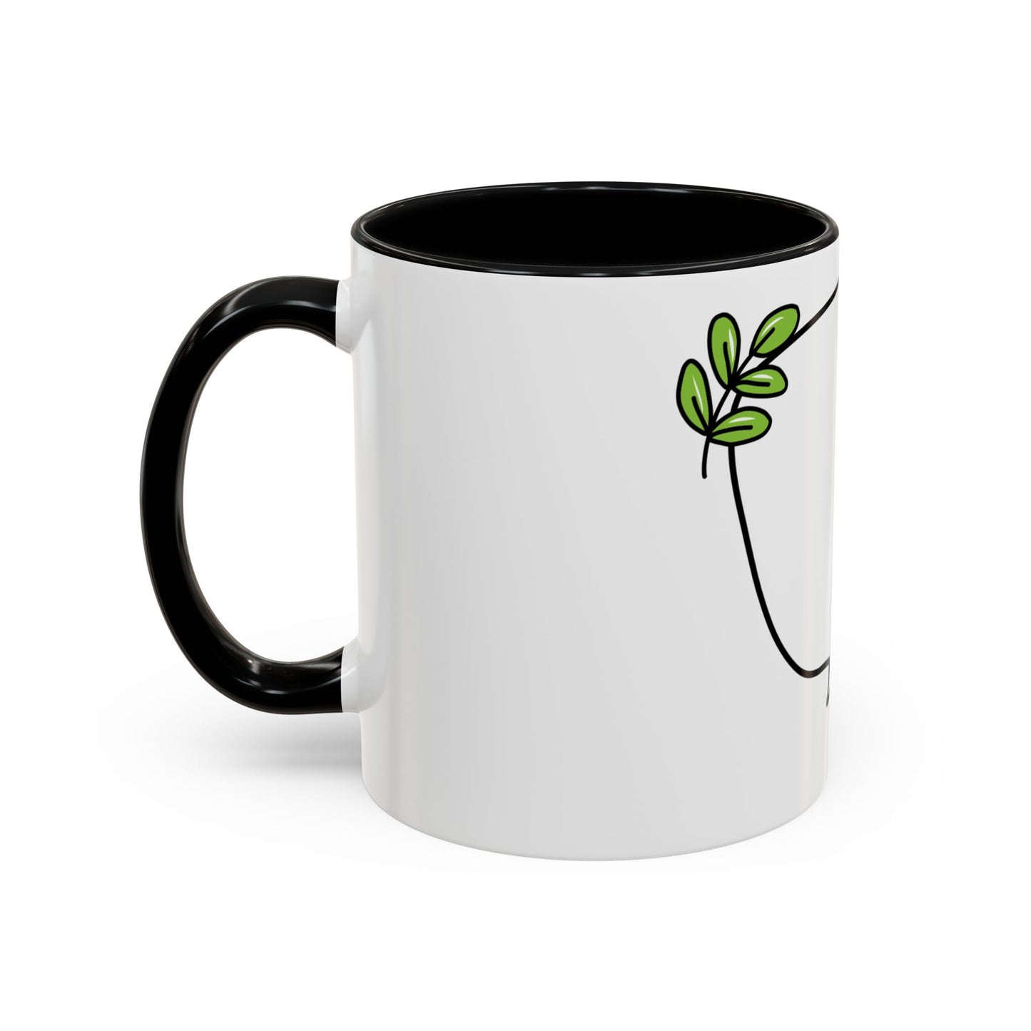 Customizable Accent Coffee Mug - Whimsical Design with Green Leaves