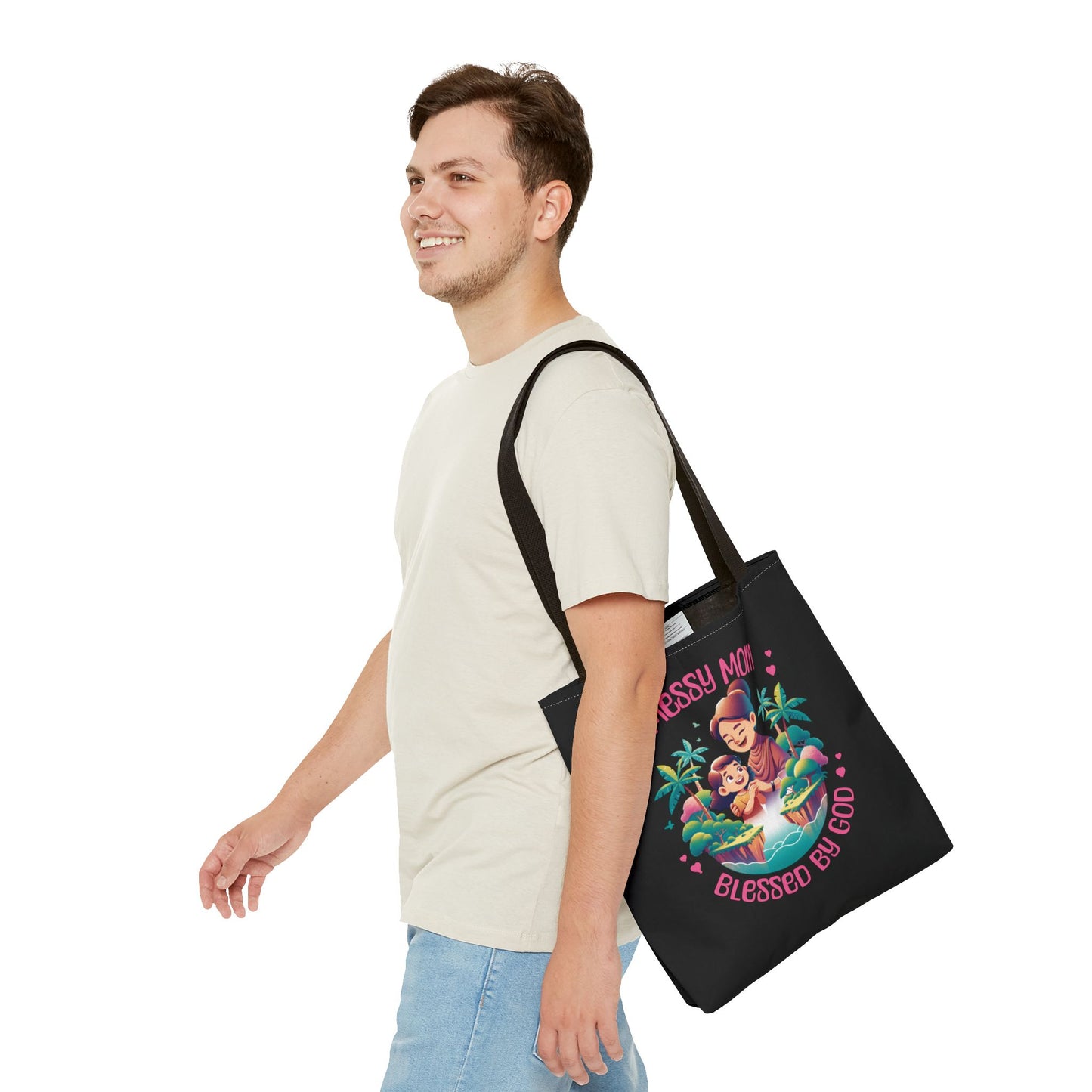 Messy Mom Blessed by God Tote Bag - Perfect Gift for Mother's Day and Everyday Use-Black