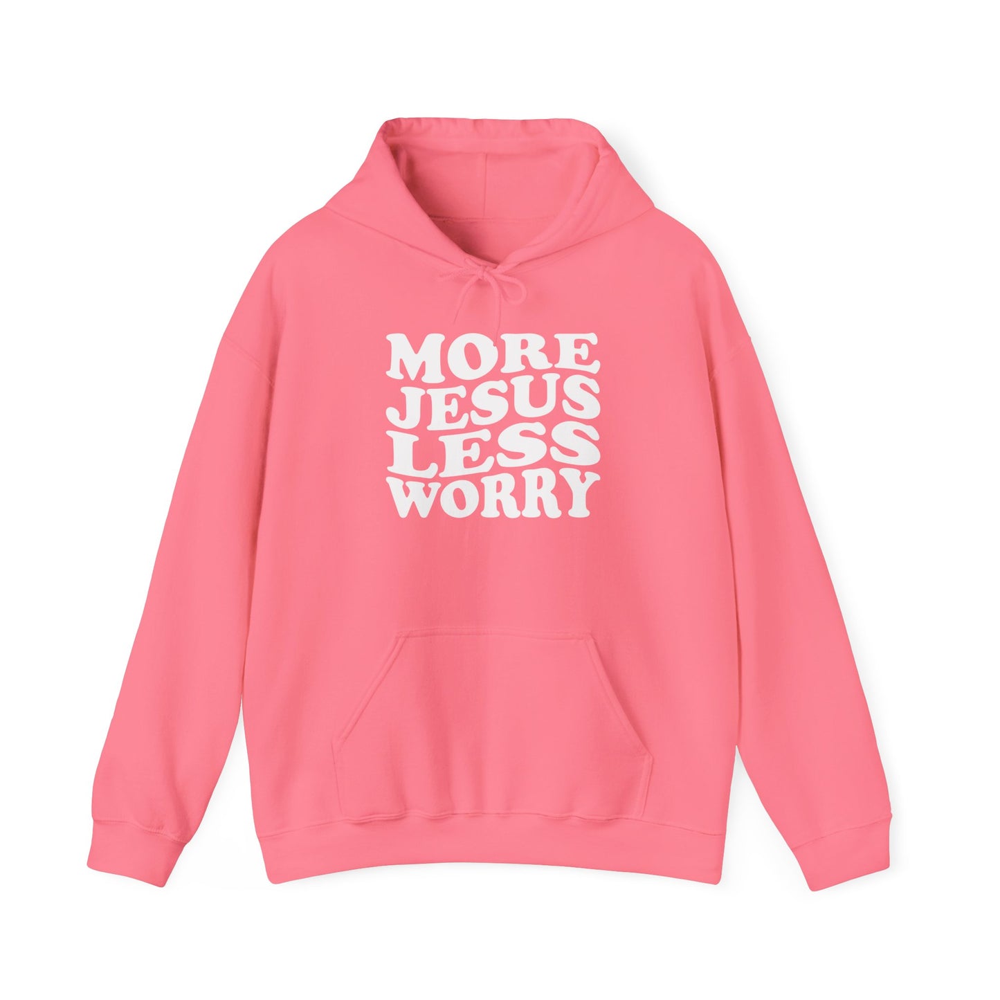 More Jesus Less Worry Hoodie, Faith-Inspired Sweatshirt, cozy gift for believers, Christian apparel, spiritual encouragement wear