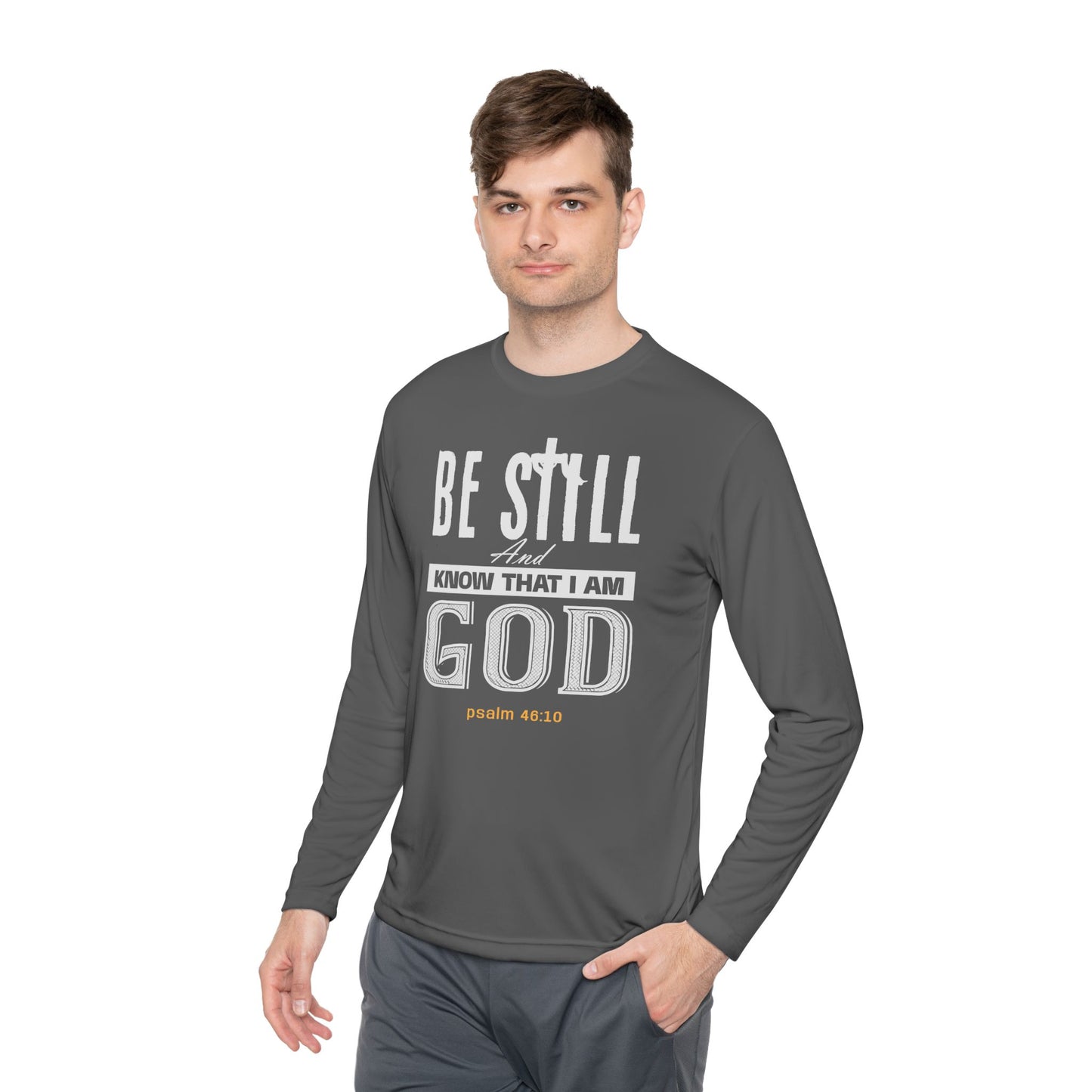 Religious Long Sleeve Tee - Be Still And Know That I Am God-Black
