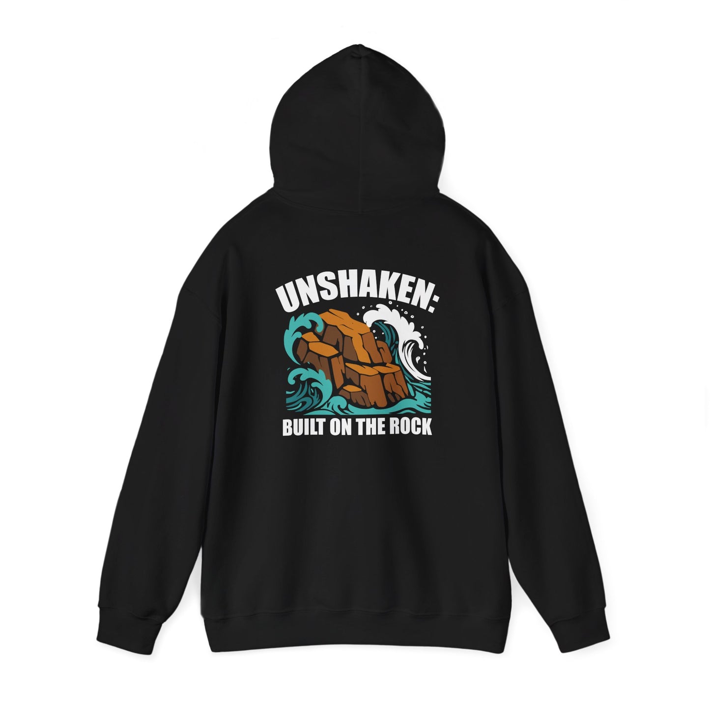 Motivational Unisex Hoodie - "Unshaken: Built on the Rock" - Comfortable Apparel for Everyday, Gift for Friends, Inspirational
