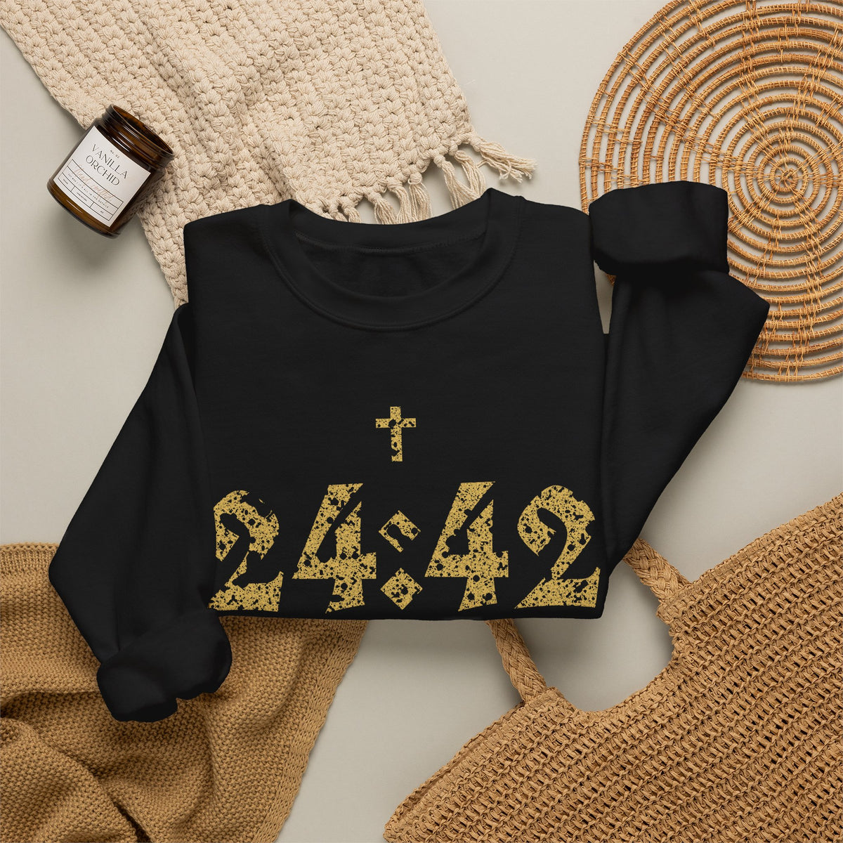 Matthew 24:42 Crewneck Sweatshirt | Bible Verse Cross