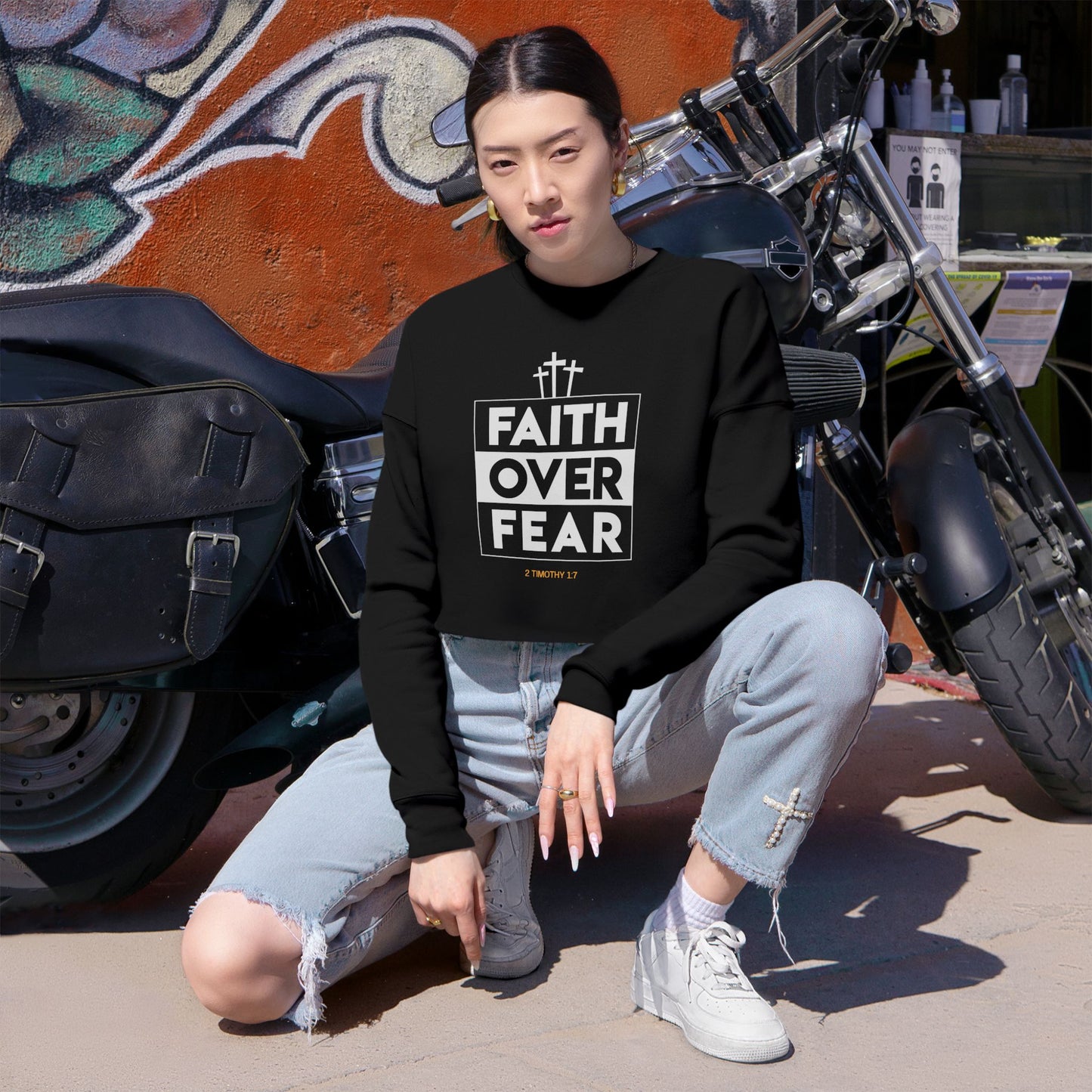 Faith Over Fear Cropped Sweatshirt-Multiple Colors