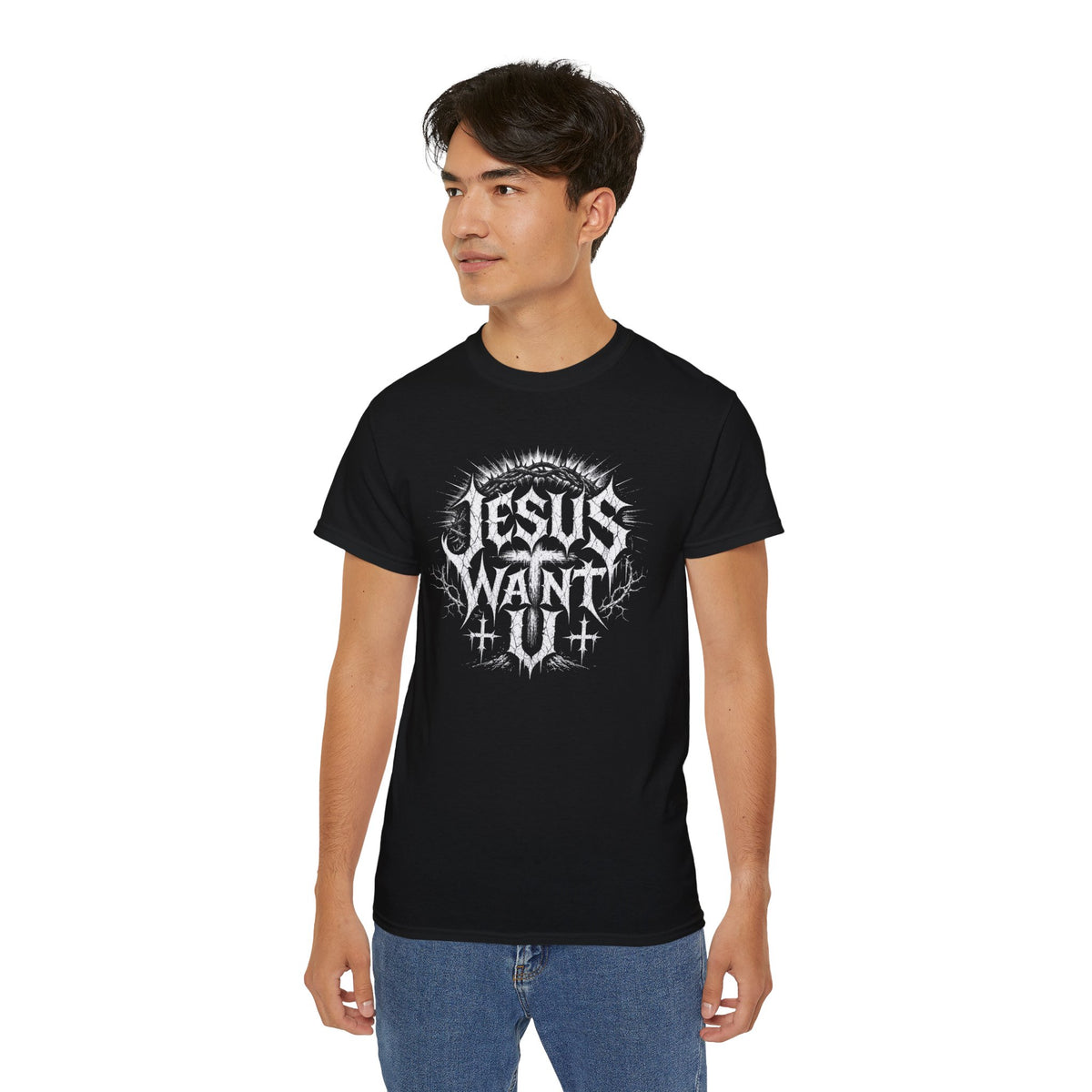 Jesus Want You T-Shirt | Christian Metal Typography, Crown of Thorns Design