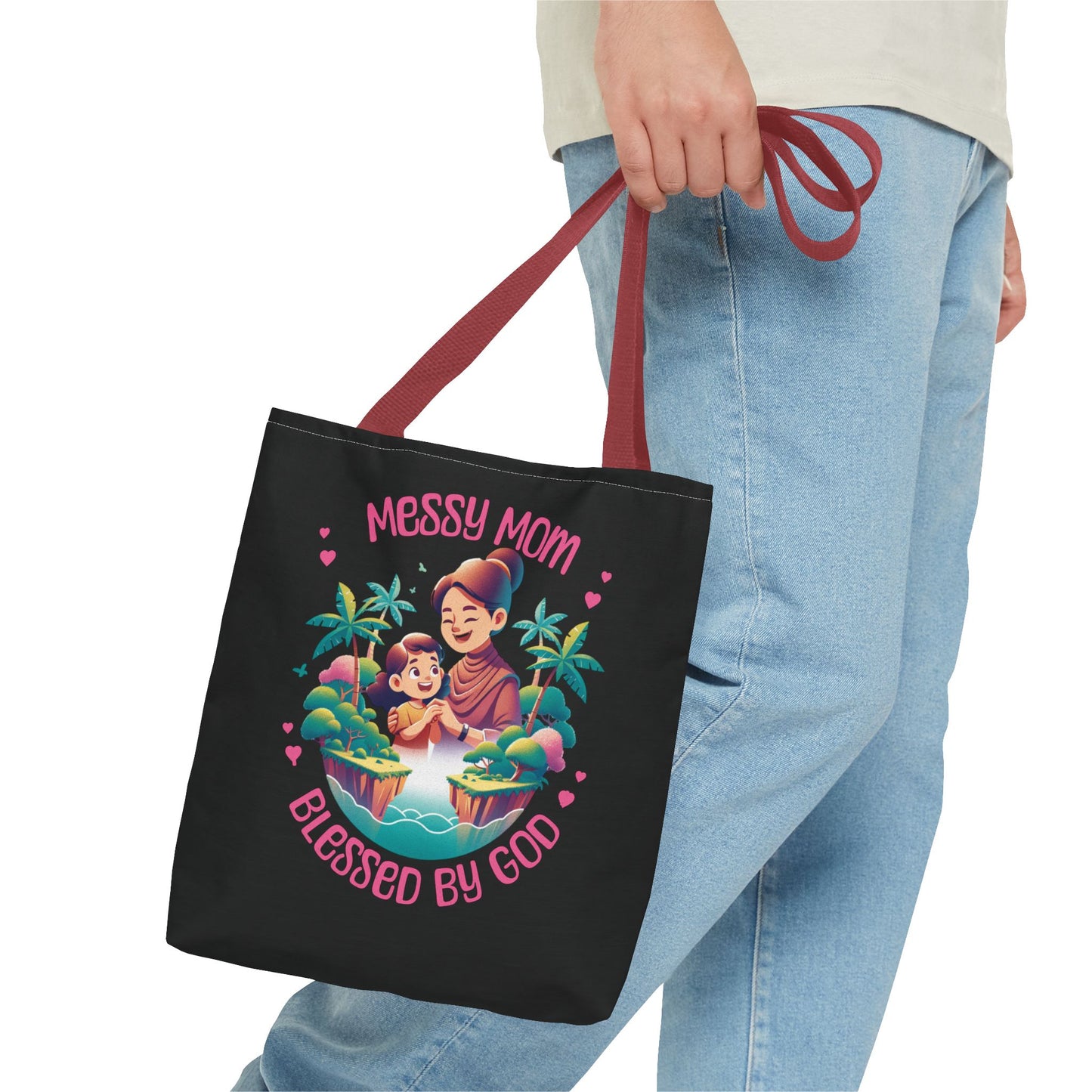 Messy Mom Blessed by God Tote Bag - Perfect Gift for Mother's Day and Everyday Use-Black