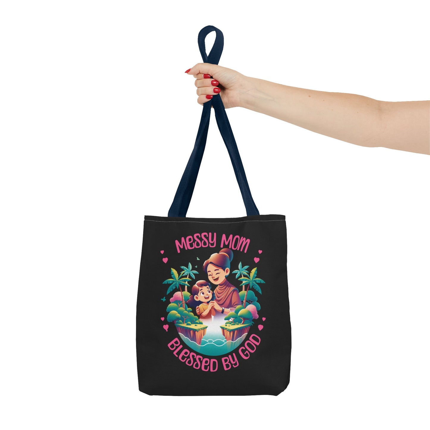 Messy Mom Blessed by God Tote Bag - Perfect Gift for Mother's Day and Everyday Use-Black