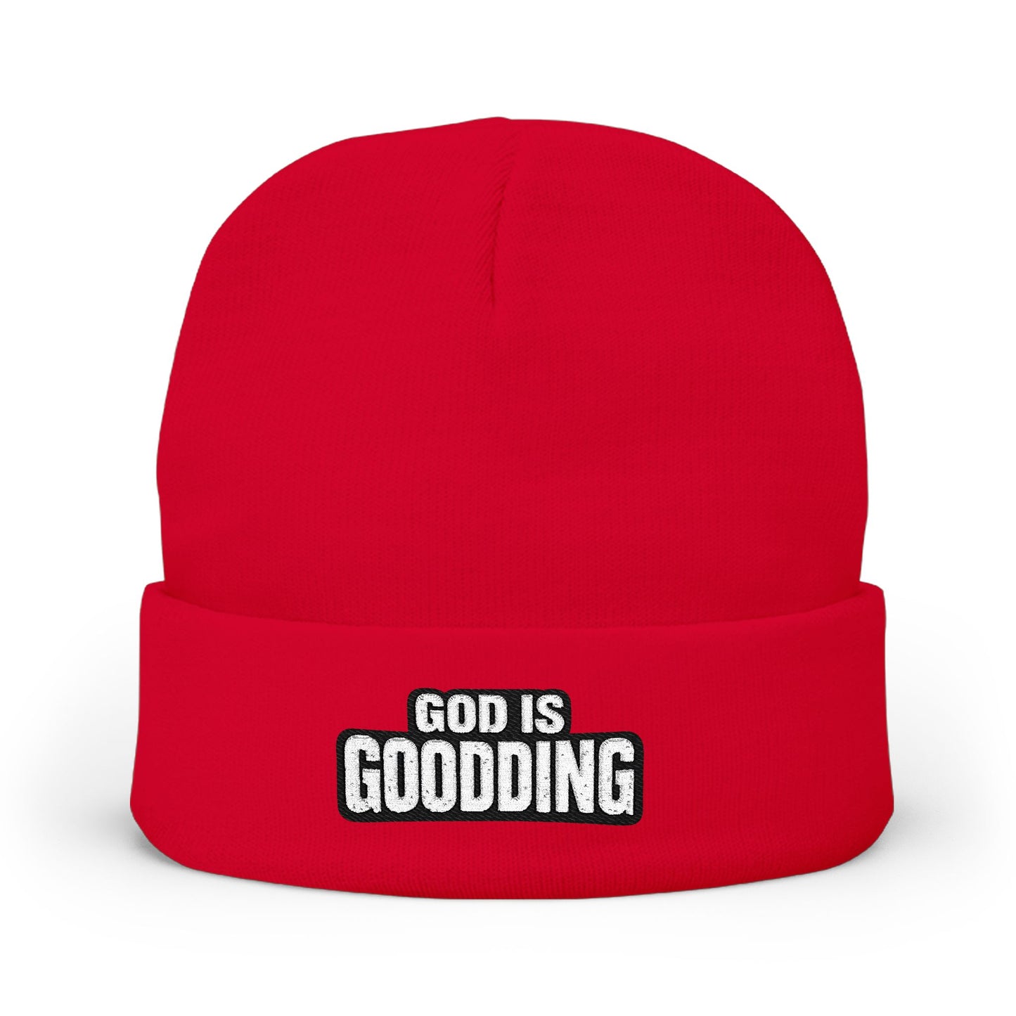 God Is Goodding knit beanie | embroidered Christian faith cuff hat