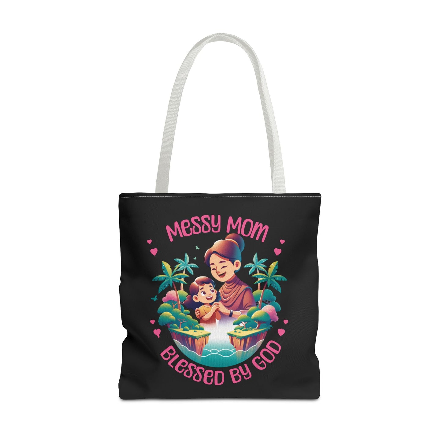 Messy Mom Blessed by God Tote Bag - Perfect Gift for Mother's Day and Everyday Use-Black