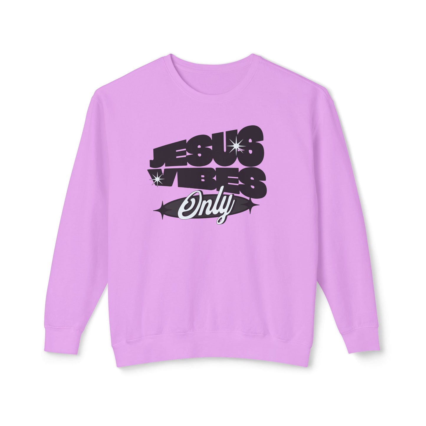 Unisex Lightweight Crewneck Sweatshirt- Jesus Vibes-Black/White