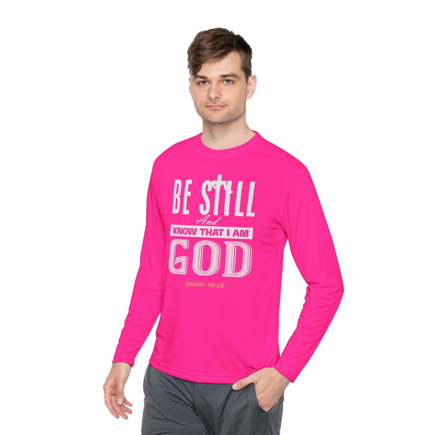 Religious Long Sleeve Tee - Be Still And Know That I Am God-Black