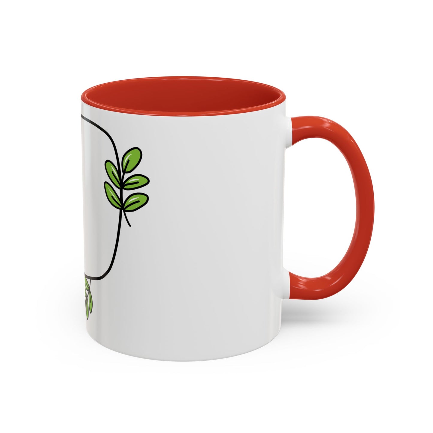 Customizable Accent Coffee Mug - Whimsical Design with Green Leaves