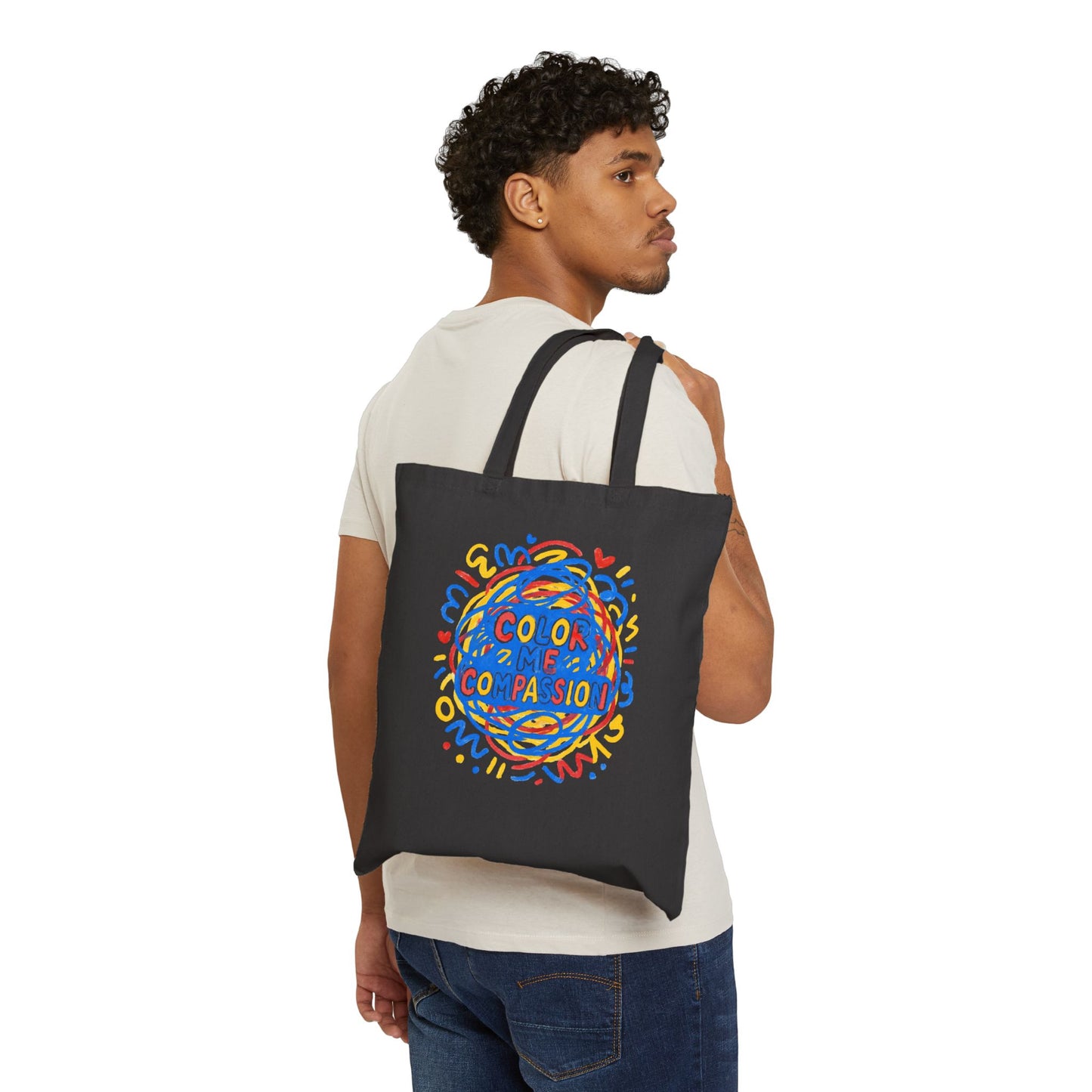 Color Me Compassionate Tote Bag | Illustrated Rainbow Compassion Design