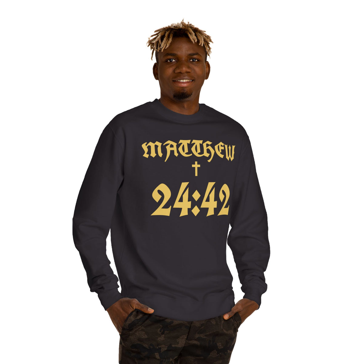 Matthew 24:42 Sweatshirt | Bible Verse Cross Crewneck
