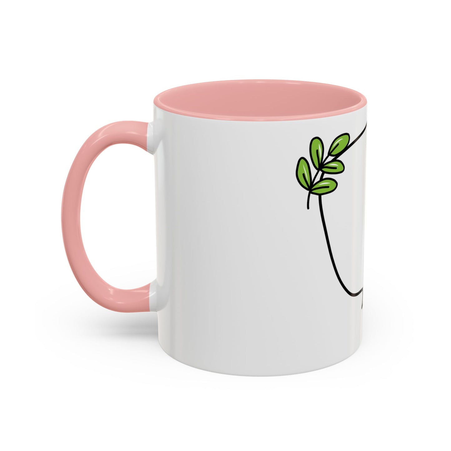 Customizable Accent Coffee Mug - Whimsical Design with Green Leaves