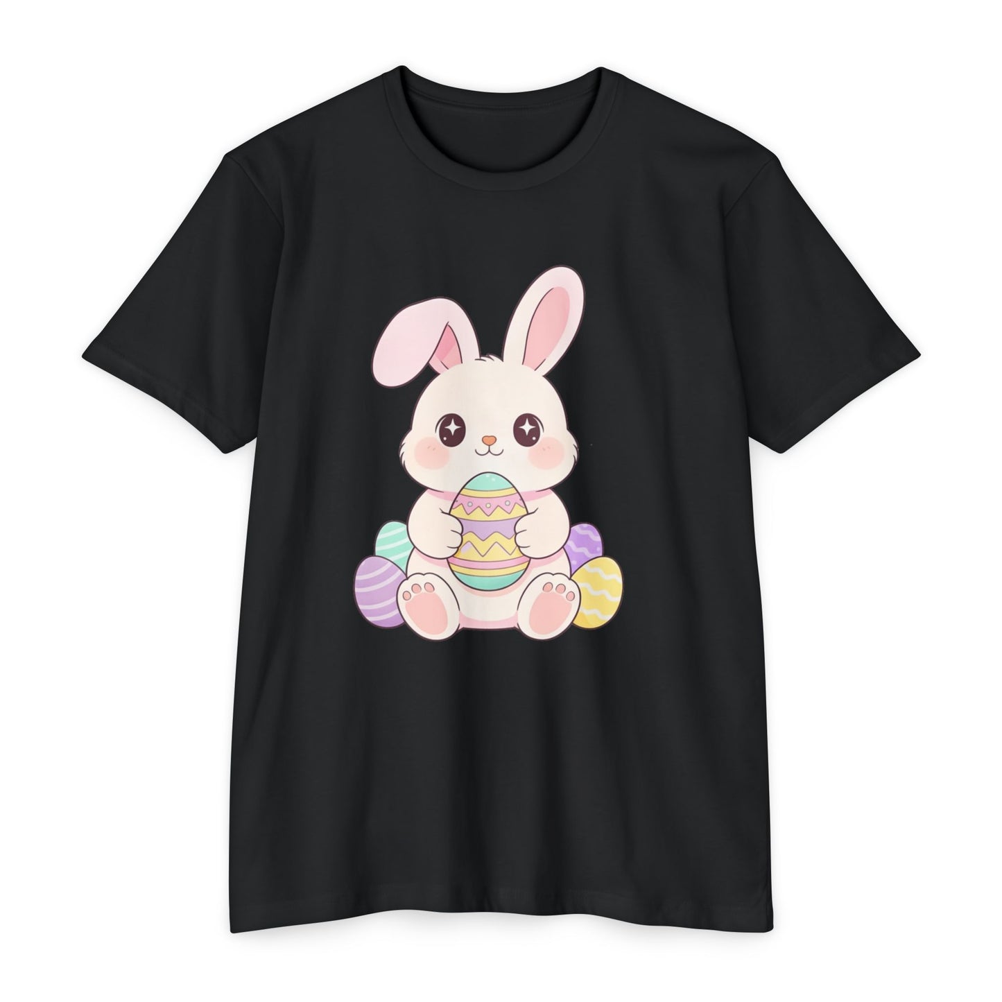 Cute Easter Bunny Holding Pastel Eggs T-shirt | Spring Easter Tee