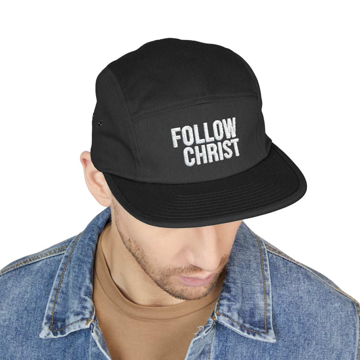 Follow Christ Embroidered 5-Panel Cap | Christian Faith Hat