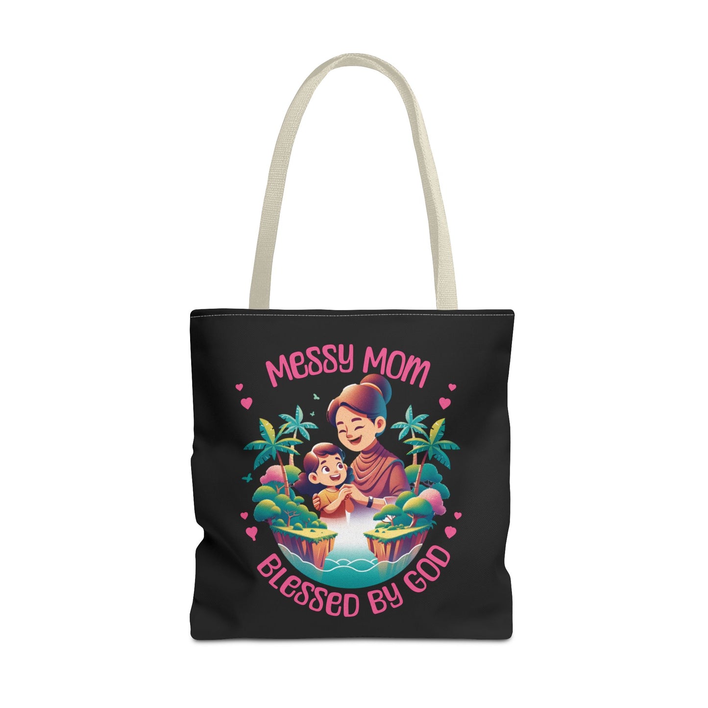 Messy Mom Blessed by God Tote Bag - Perfect Gift for Mother's Day and Everyday Use-Black