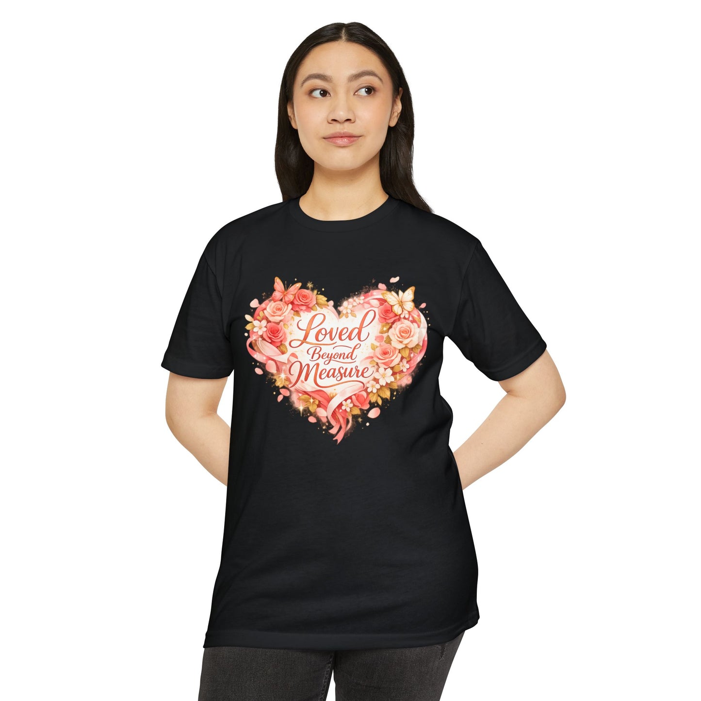 Loved Beyond Measure T-Shirt | Floral Heart Typography