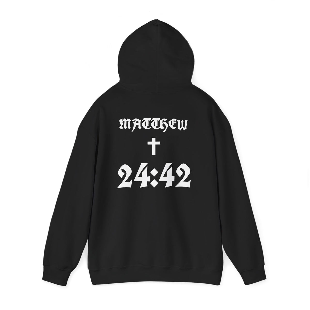 24:42 Cross Hoodie | Gothic Numerals Christian Scripture