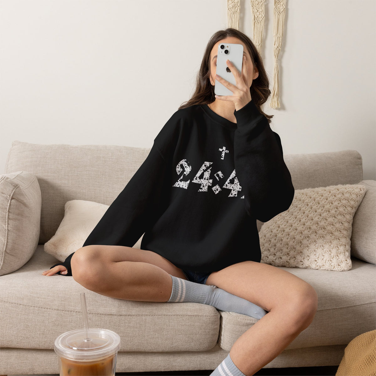 Matthew 24:42 Scripture Crewneck Sweatshirt | Cross Bible Verse