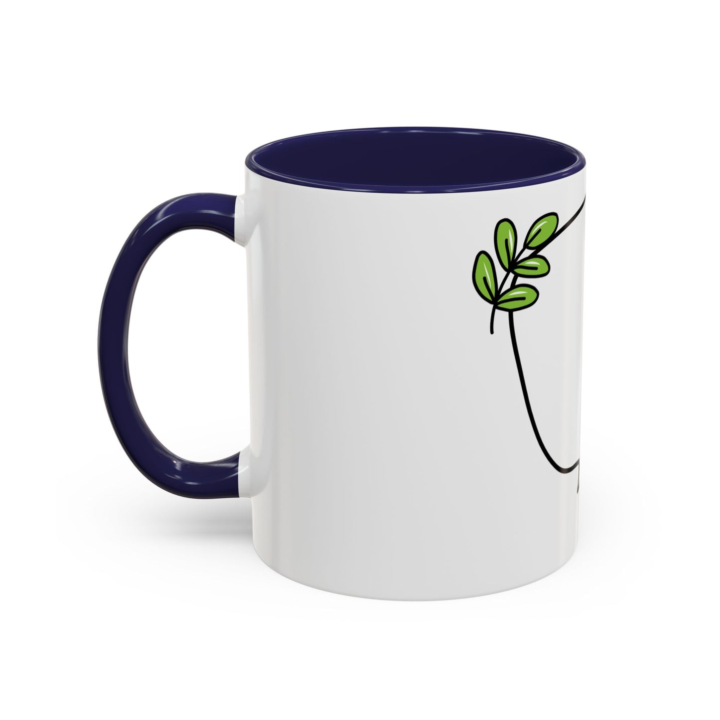 Customizable Accent Coffee Mug - Whimsical Design with Green Leaves