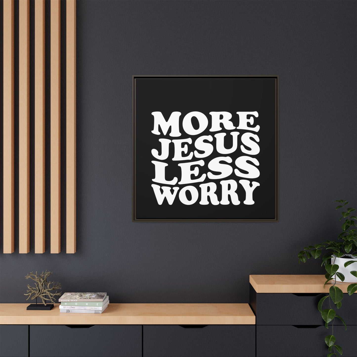 Framed Wall Art: 'More Jesus, Less Worry' Inspirational Decor, Faith-Based Gift, Christian Home Decor, Relaxing Artwork, Motivational [...]