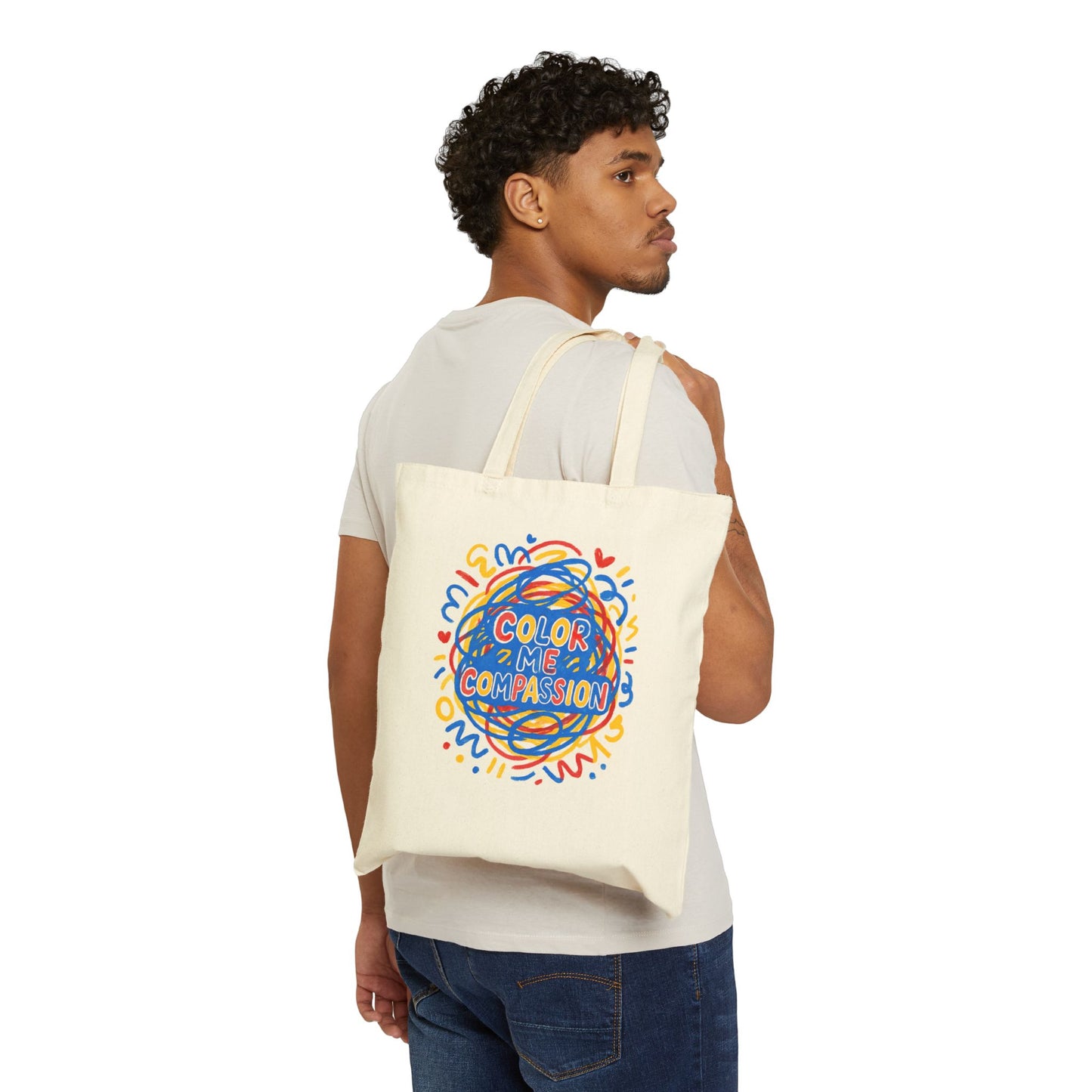 Color Me Compassionate Tote Bag | Illustrated Rainbow Compassion Design