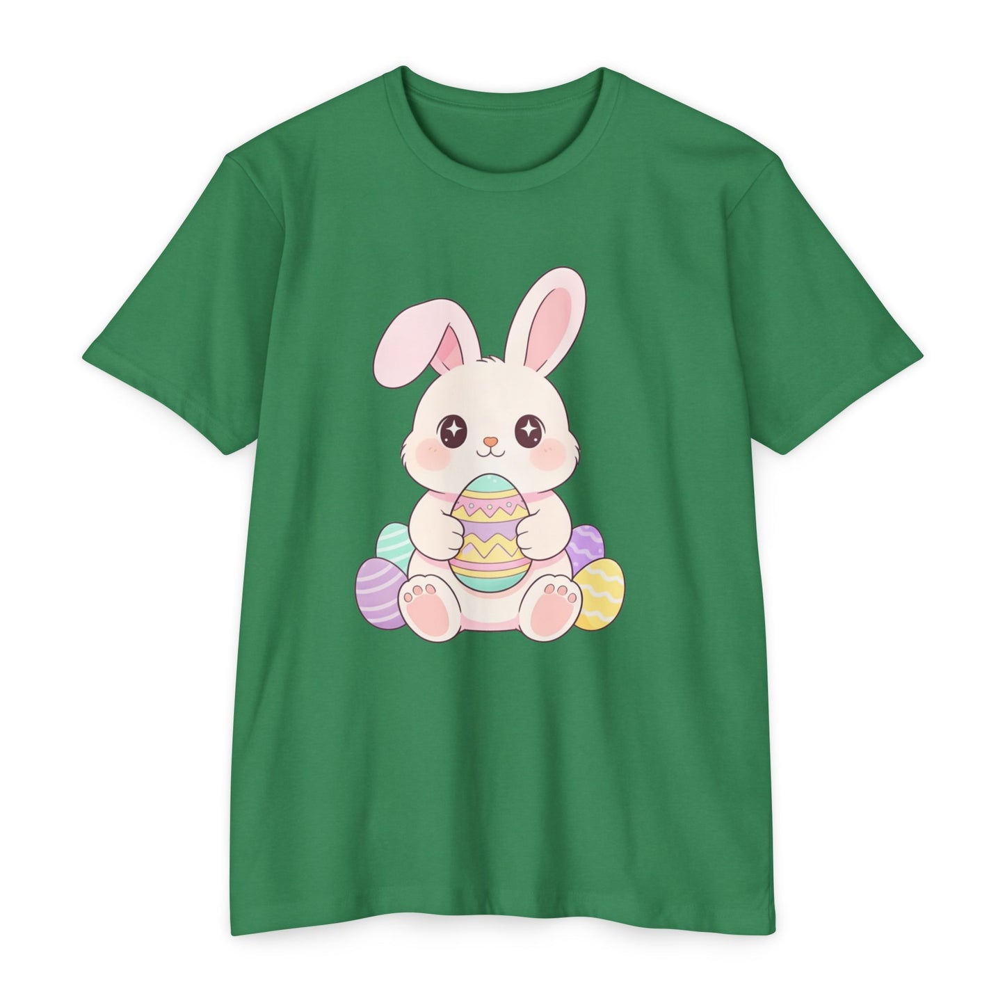 Cute Easter Bunny Holding Pastel Eggs T-shirt | Spring Easter Tee