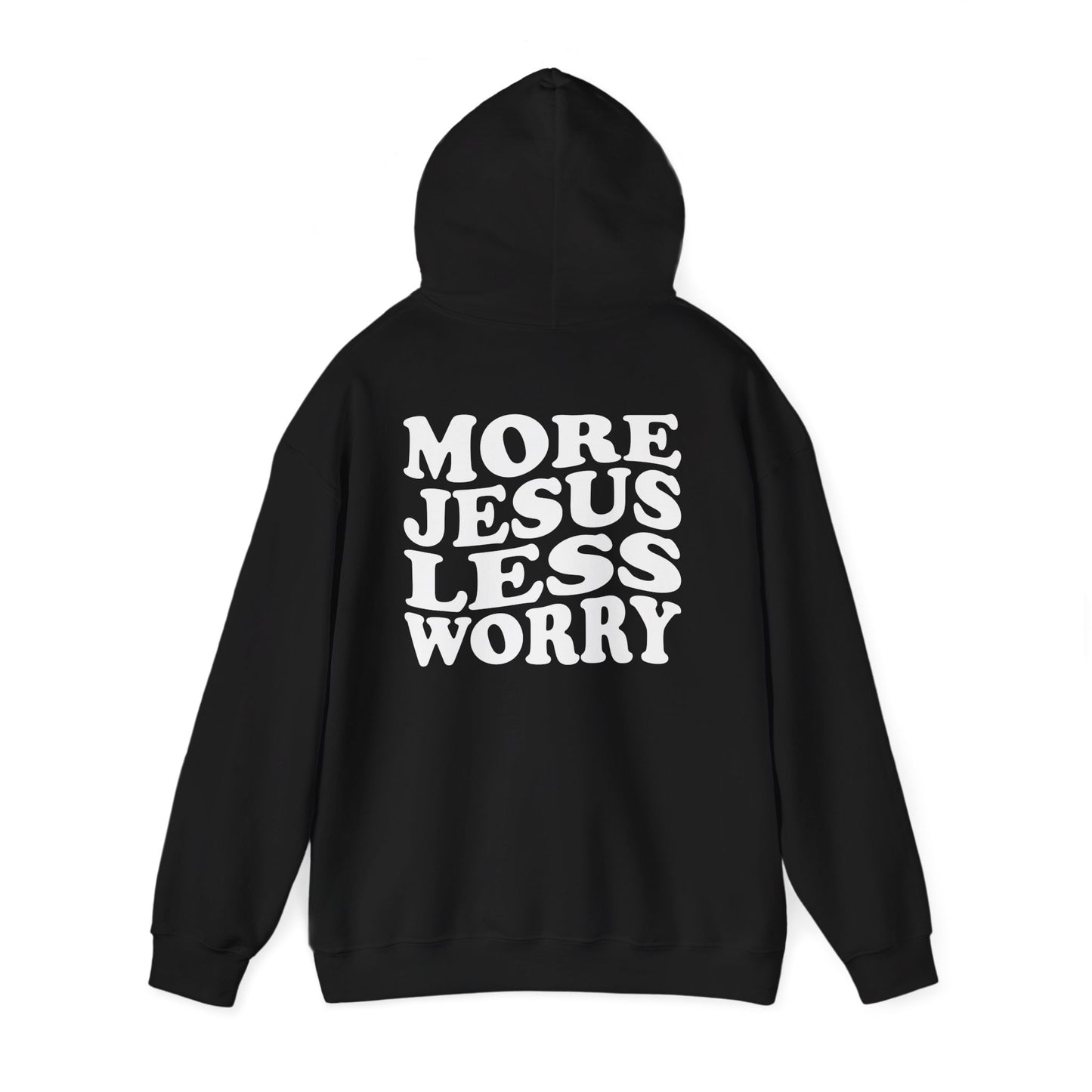 More Jesus Less Worry Hoodie, Faith-Inspired Sweatshirt, cozy gift for believers, Christian apparel, spiritual encouragement wear