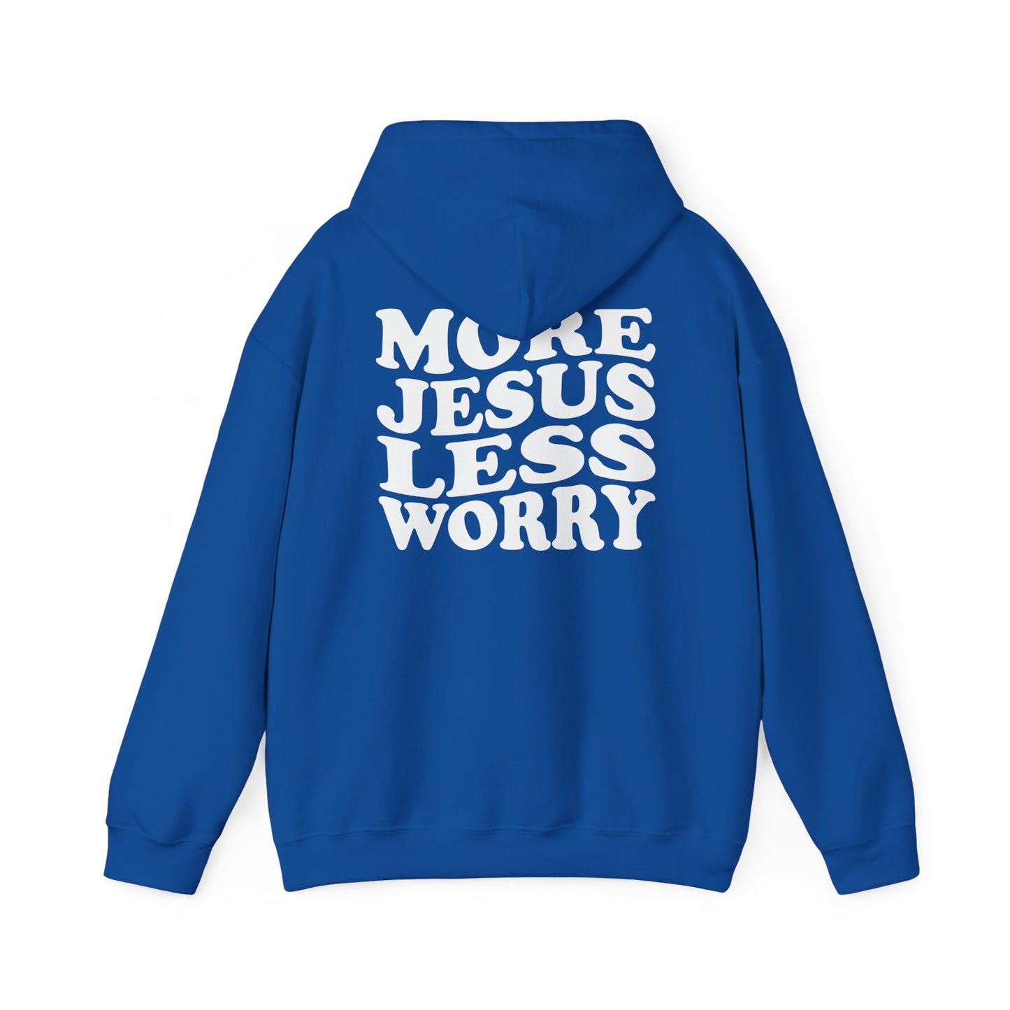 More Jesus Less Worry Hoodie, Faith-Inspired Sweatshirt, cozy gift for believers, Christian apparel, spiritual encouragement wear