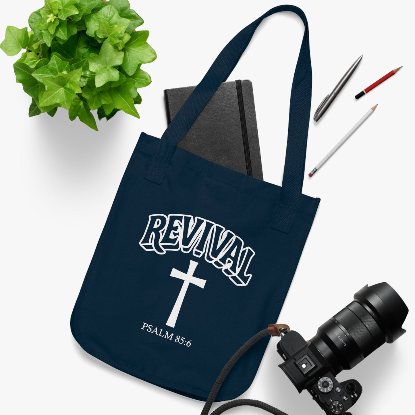 Revival Cross Tote Bag, Eco-Friendly Organic Canvas, Shopping Bag, Religious