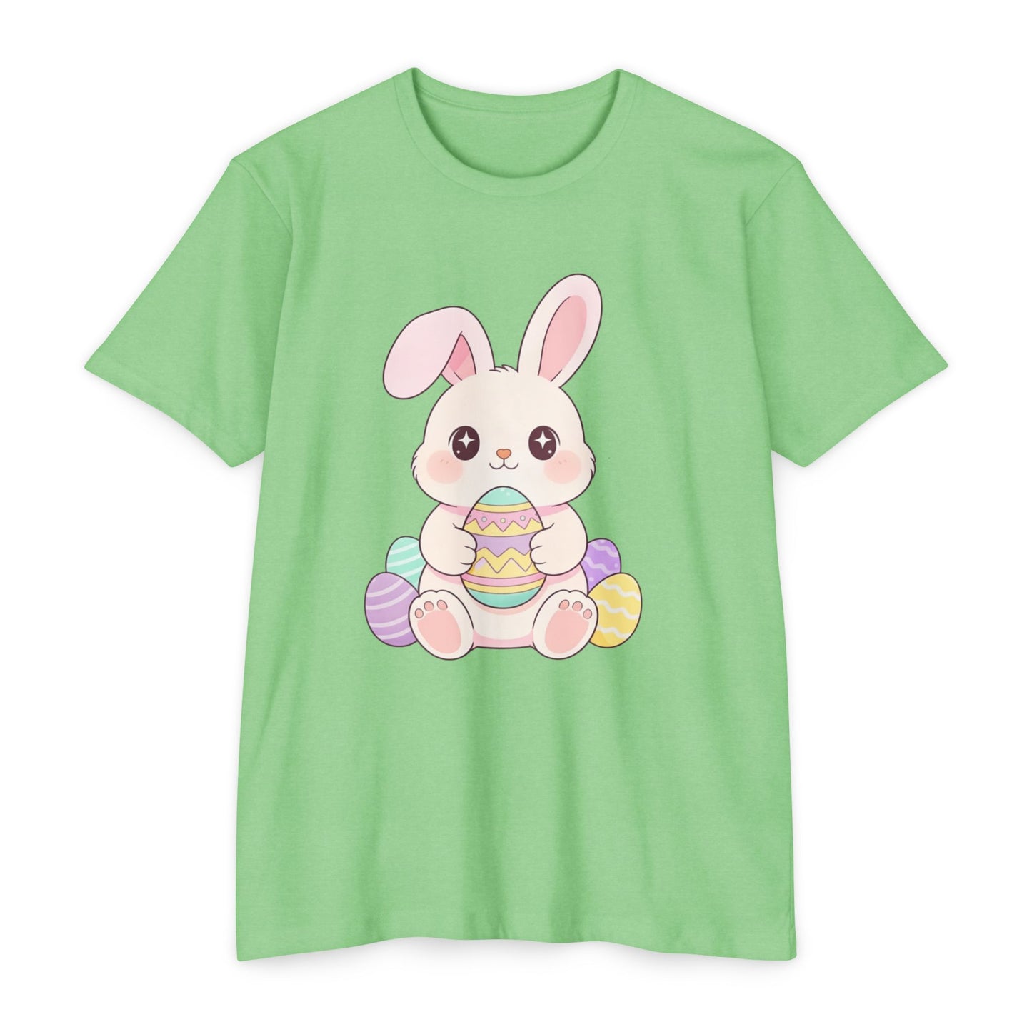 Cute Easter Bunny Holding Pastel Eggs T-shirt | Spring Easter Tee