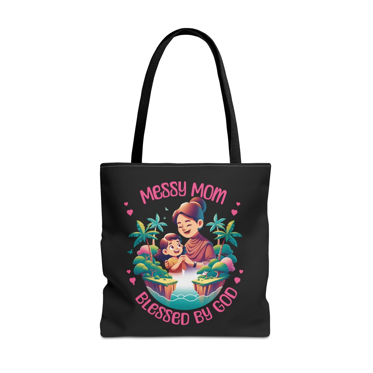Messy Mom Blessed by God Tote Bag - Perfect Gift for Mother's Day and Everyday Use-Black